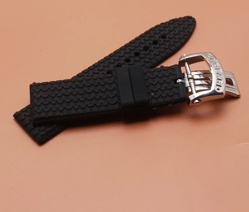 Ремешок резиновый для мужских наручных часов роскошный спортивный черный