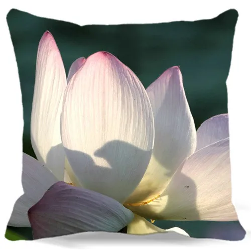 Цветущий красивый розовый фиолетовый лотос квадратный чехол для подушки хлопок