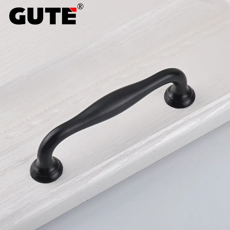 GUTE Black Furniture Handle Zinc Alloy Cabinet Wardrobe Cupboard Sideboard Door Pull Knob Kitchen | Обустройство дома
