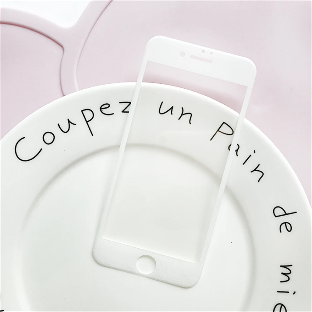 The New Lovers Candy Color Full Coverage Solid Soft Tempered Glass on For IPhone 5 7 8 6 6s Plus Membrane Pink White Black |