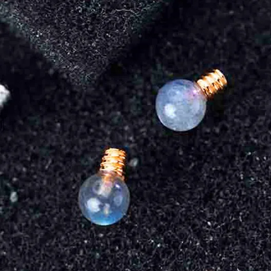 Rose Gold Earrings Серьги из лунного камня из стерлингового серебра 925 пробы для женщин, минималистичные маленькие круглые серьги-гвоздики с лампочками, повседневные серьги со стразами, ювелирные изделия - Цвет камня: Rose Gold Earrings