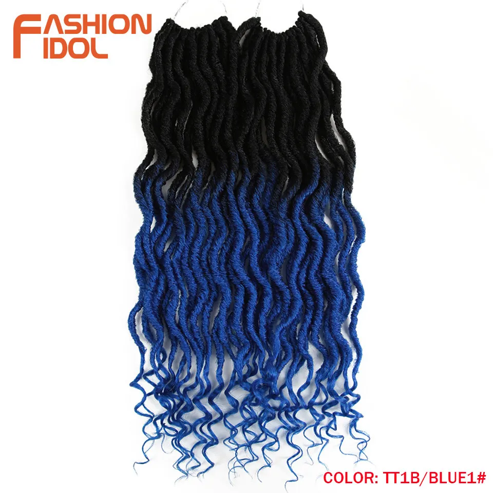 Мода IDOL Faux Locs Crotchet волосы для наращивания 20 дюймов вязанные крючком косички мягкие натуральные синтетические волосы Омбре синие коричневые волосы косички - Цвет: # Синий