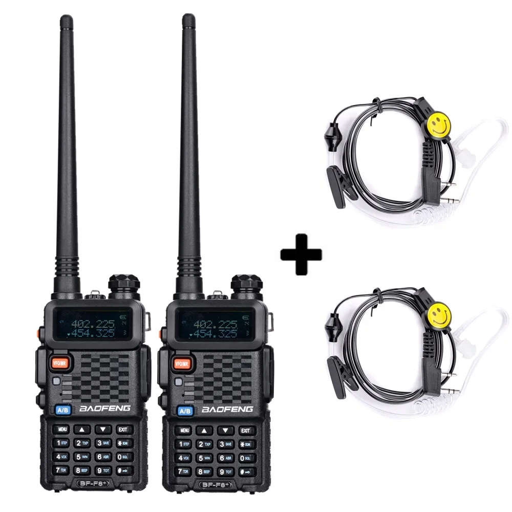 Add headsets 2 шт.,, BaoFeng F8+, на дальние расстояния, Woki Toki, полицейская рация, рация, 5 км Диапазон, двухстороннее радио, Walky Talky Ham радио, HF приемник - Цвет: Add headsets