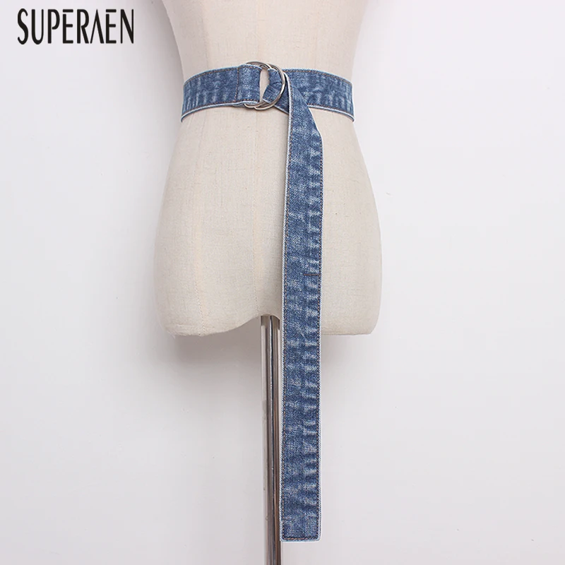 SuperAen Denim Belt Spring and Summer 2019 New Fashion Casual Wild Women Belt Decorative Solid Color Ladies Belt