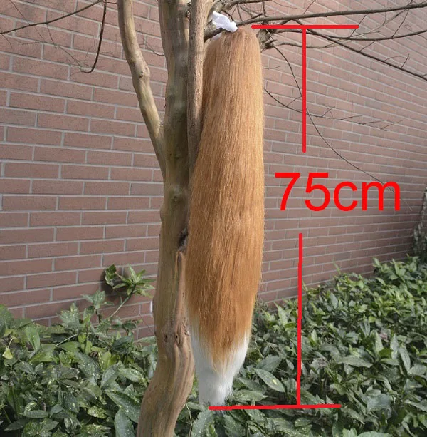 Holo Tail 75cm Японское аниме специи и Волк Косплей Реквизит Холо хвост уши лиса заколки «кошачьи ушки» повязка на голову Хэллоуин костюм Ника Уайльда хвост с ушками - Цвет: Holo Tail 75cm