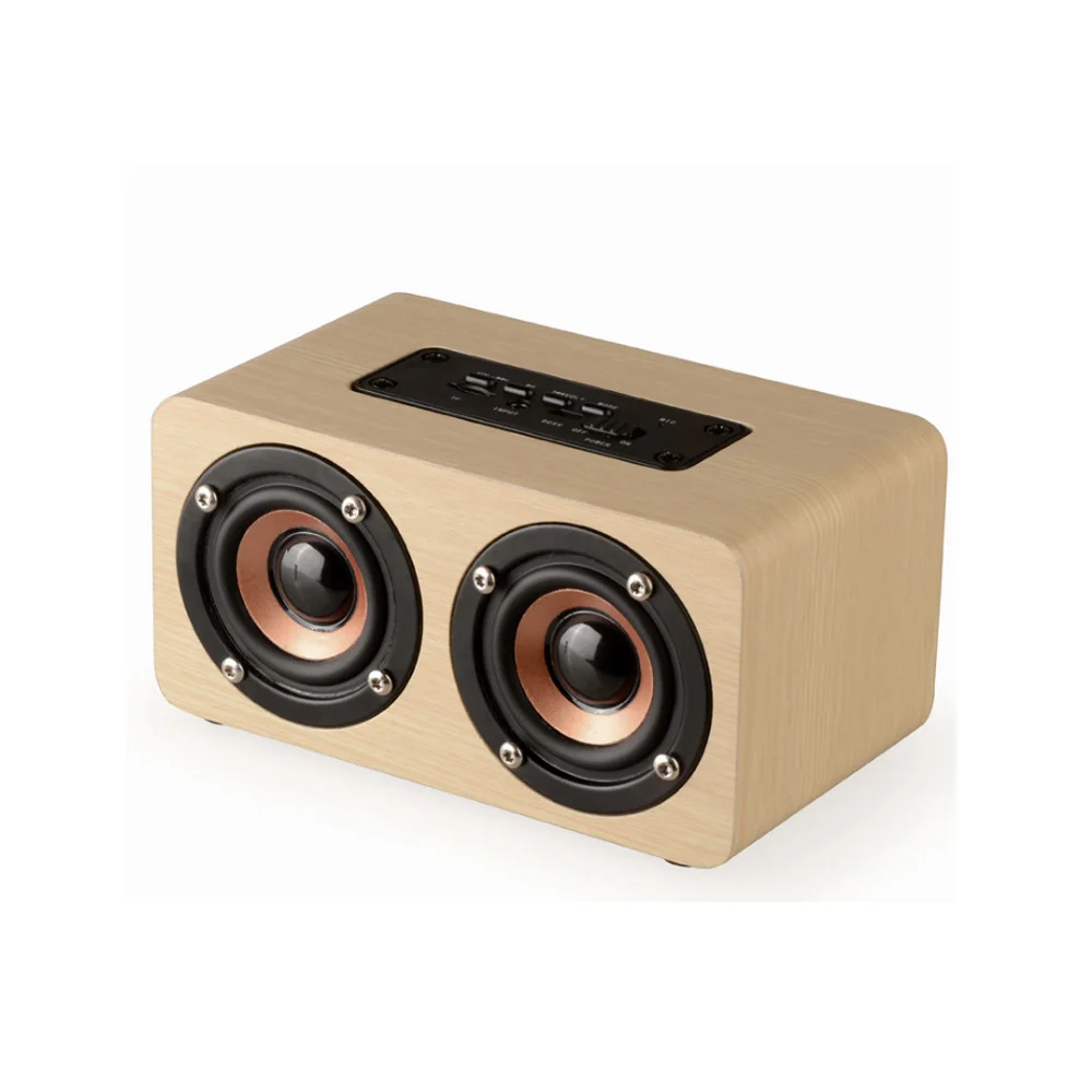 Деревянная Беспроводная bluetooth колонка портативная Hi Fi 3D стереоколонка с двумя
