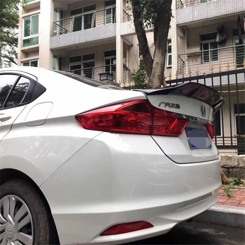 Применение для Honda CITY спойлер года глянцевое углеродное волокно/FRP заднее крыло R стиль спойлер, аксессуары