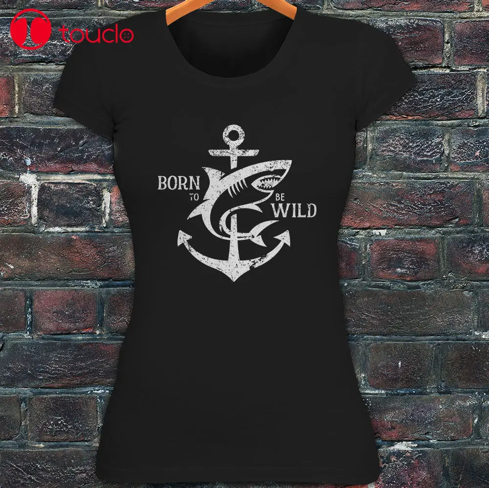 2019 Женская милая футболка черная женская с рисунком Рожденных Акульей якоря