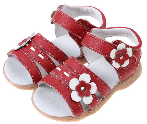 Сандалии для девочек из натуральной кожи цвет белый розовый красный летние туфли