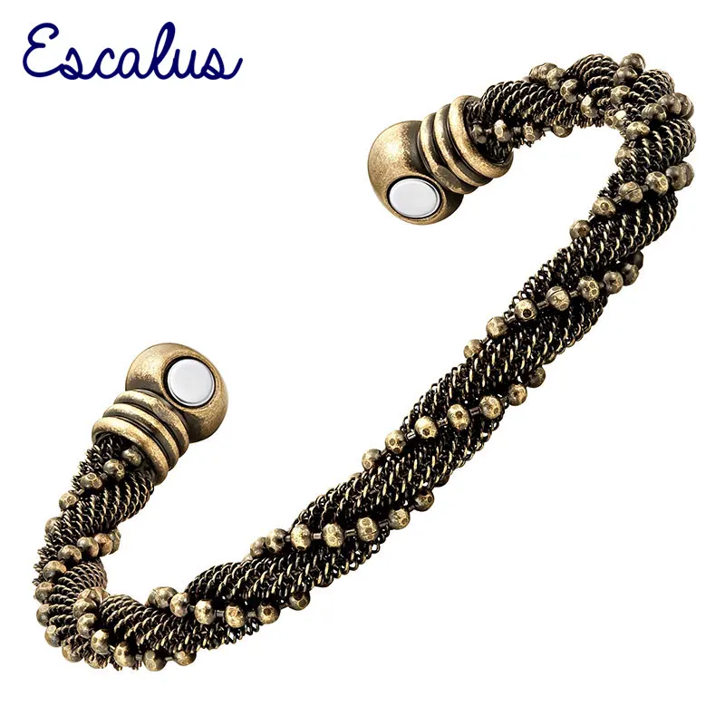 

Escalus Health Antique Bronze Plated Magnetic Copper Bangle Romantic Bangle Wristband Charm Unisex