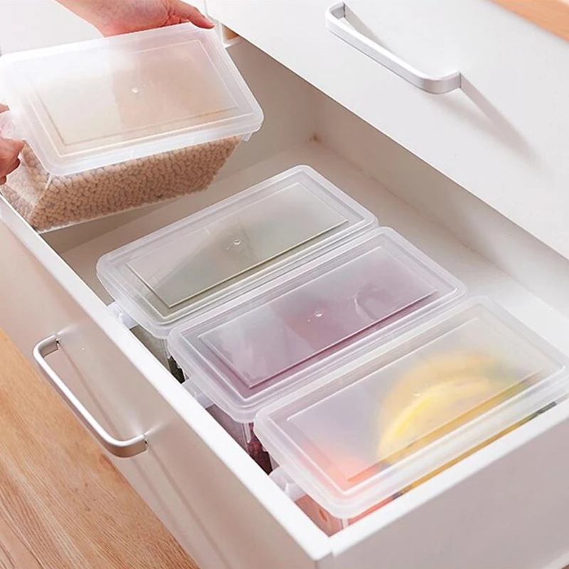 

Kitchen Transparent Storage Box Refrigerator Food Fresh Drawer Organiser Grains Beans Bins Container Accessories Supplies Item