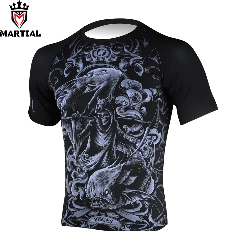 Martial : Pisces sublimated sports t shirt gym men qucik dry shirts mma clothing breathable plus size jersey |