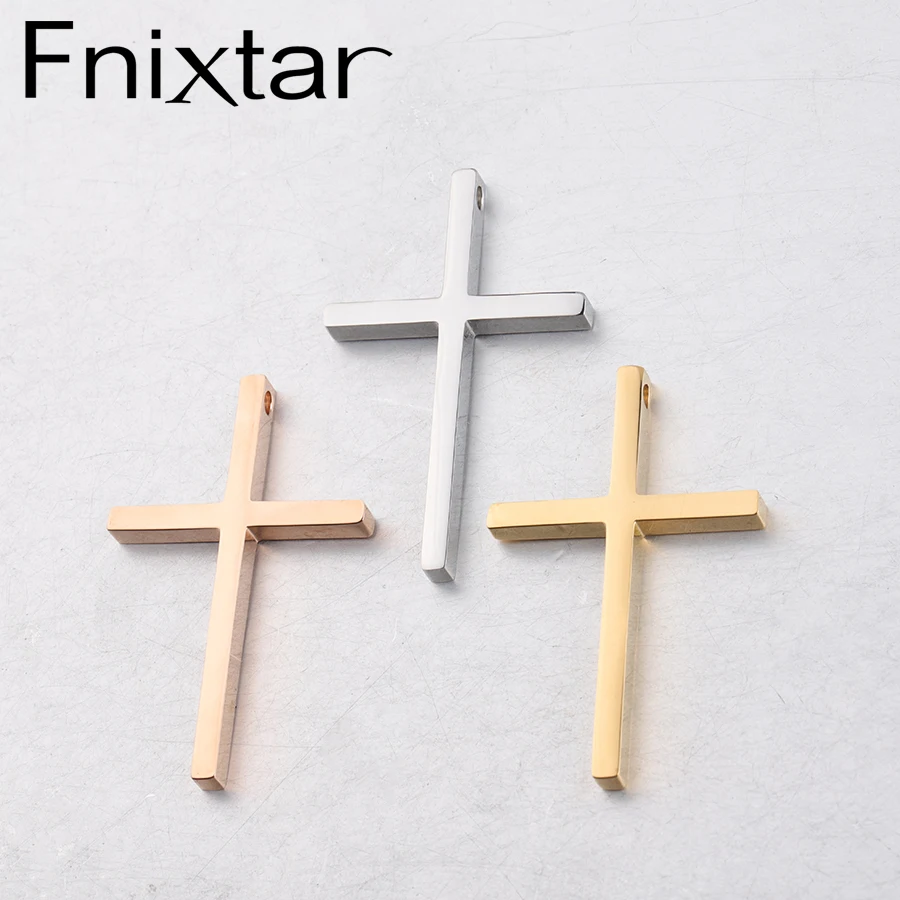 Fnixtar 20 шт./лот 15x30 мм крест очаровательное зеркало из полированной нержавеющей