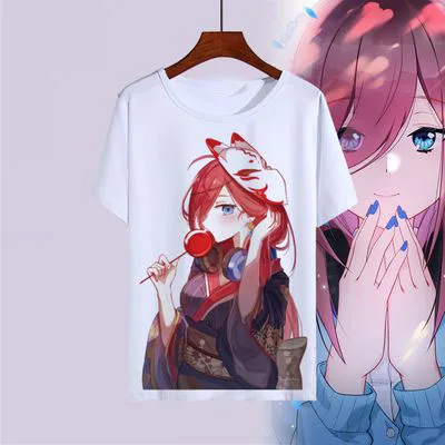 7 Новые футболки с принтом аниме Gotoubun no Hanayome Ichika Nino Miku Nakano, топы с короткими рукавами и принтом, Quintessential Quintuplets, футболки - Цвет: 7
