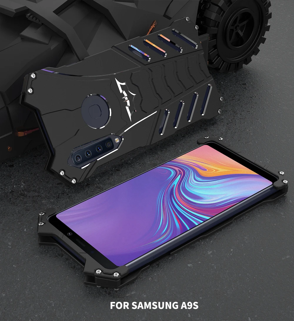 Роскошный Металлический бронированный чехол R-Just Batman из алюминия для samsung S9 S8 Plus S7 S6 Edge A9 Star A9S C5 C7 C9 Pro Note 9 8 7