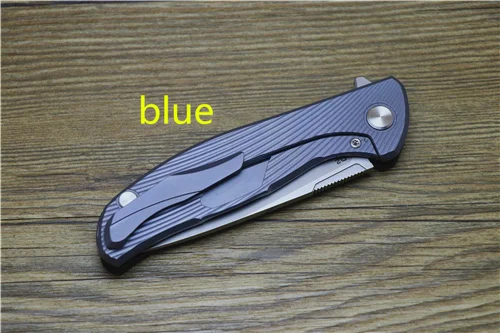 blue Зеленый шип Хати 95 складной нож двухрядный подшипник D2 лезвие Титан+ CF 3D Ручка Открытый кемпинг многоцелевой Охота EDC - Цвет: blue