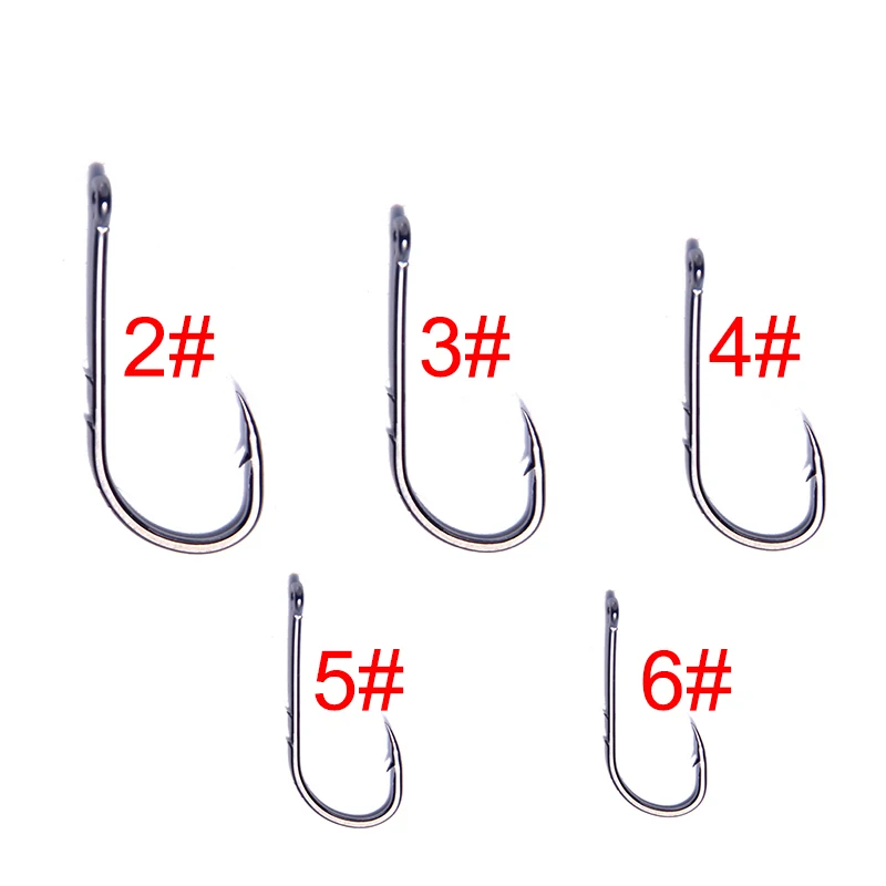 100Pcs/Lot Fishing hooks 6-1# High Carbon Steel Jig Big Hook Bait accessories Holder Fish Set Barbed Carp YB8086 | Спорт и