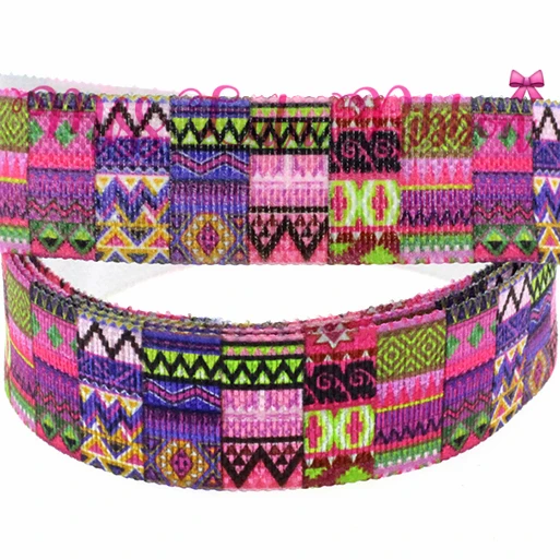 

50yards/roll 5/8" 16mm Geometric Printed Fold Over Elastic Ribbon For Hair Bow DIY Party Gift Decoration HT01-PG022-03112