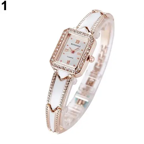 

Women Square Roman Numeral Stainless Steel Band Analog Quartz Bangle Wrist Watch Bracelet