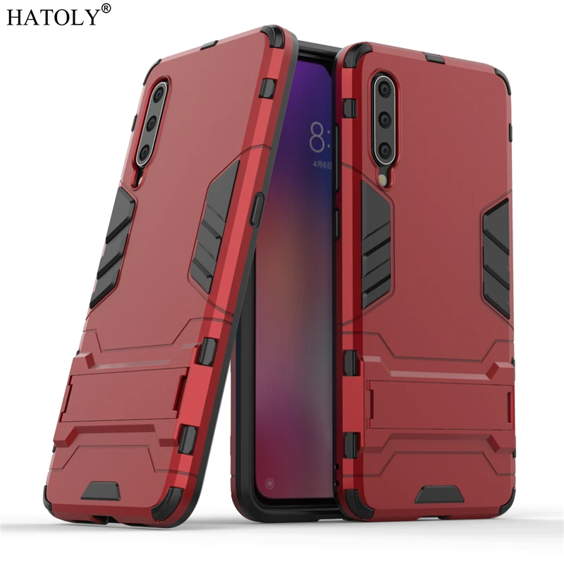 Чехол для Xiaomi Mi 9 противоударный бампер из ТПУ держатель-подставка робота жесткая