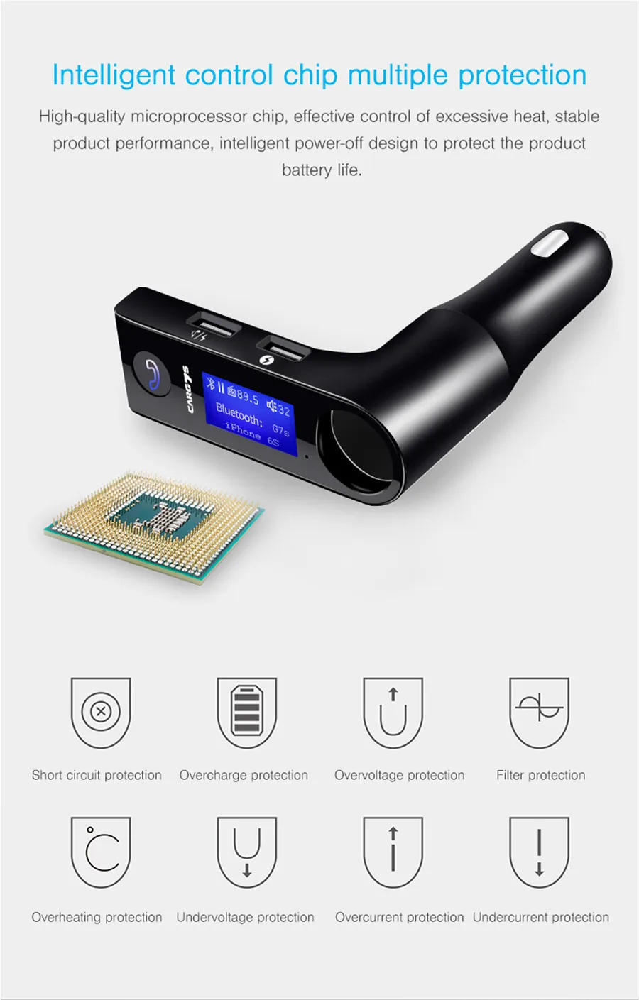 Автомобильный прикуриватель MP3 Bluetooth передатчик приемник громкой связи двойной USB Bluetooth плеер Aux передатчик автомобильное зарядное устройство G7S