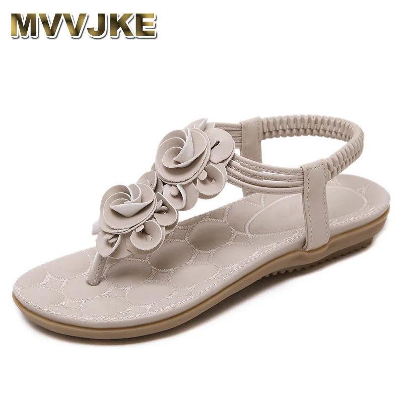 

Женские сандалии MVVJKE, шлепанцы с цветами, цвет черный/Абрикосовый, летняя обувь, богемный стиль, каблук