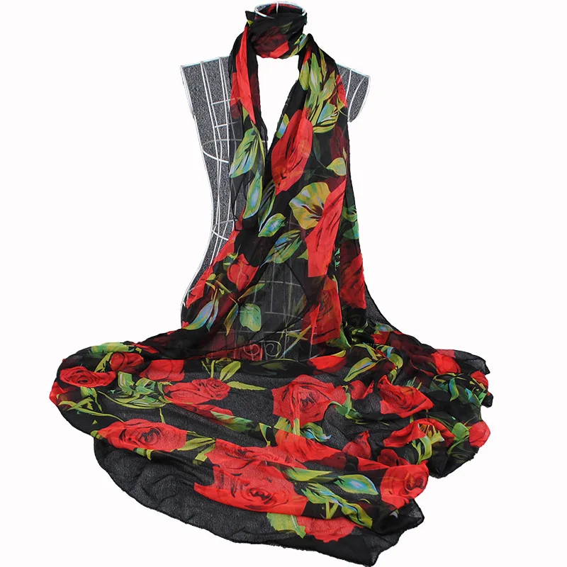 Женские длинные мягкие шарфы han edition элегантные с цветочным принтом 130*200 см Прямая