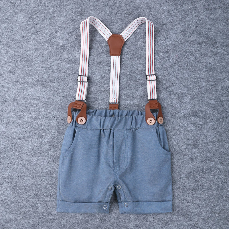 Baby Boys and Girls Rompers + Shorts 2PCS Sets Kids White Shirts Clothes with Bow Tie Formal Party Outfits BB233 | Детская одежда и