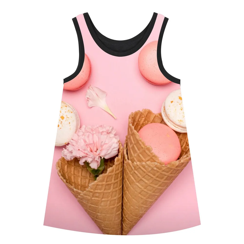 Модная одежда для маленьких девочек с принтом красивые платья детская Летний