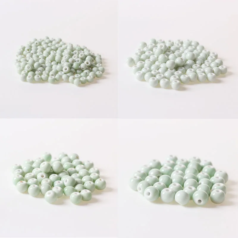 Круглые зеленые керамические шарики для изготовления ювелирных изделий 50 шт. 6 мм