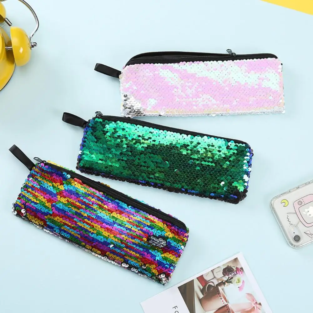 Новый Reversibl Блестящий Карандаш Чехол милый красочный русалка блестки сумка для