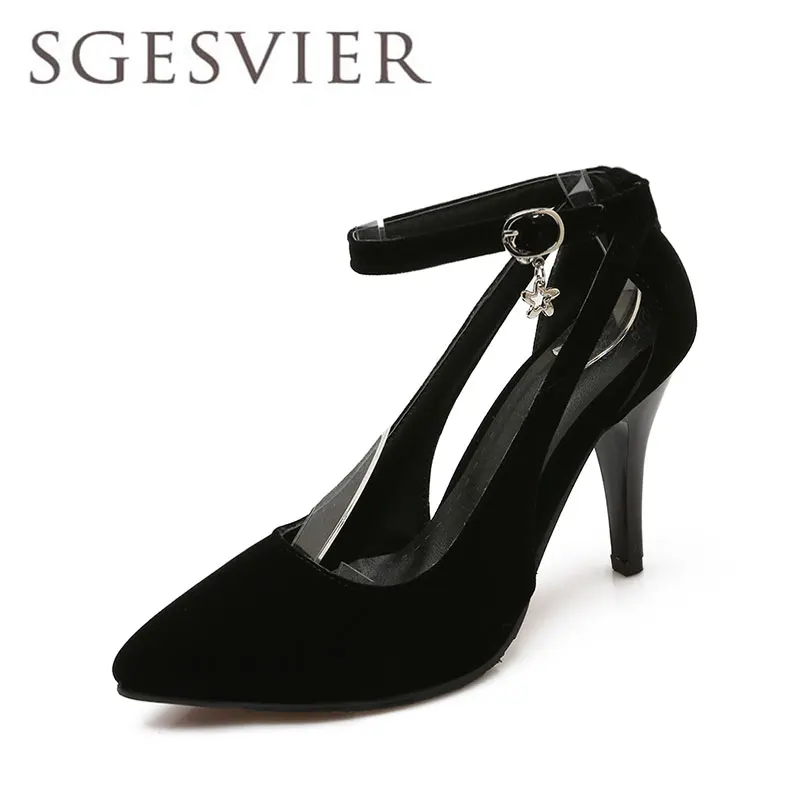SGESVIER/женские туфли-лодочки; Новинка года; сезон осень; элегантные женские туфли на тонком каблуке с острым носком; большие размеры 34-51; OX068