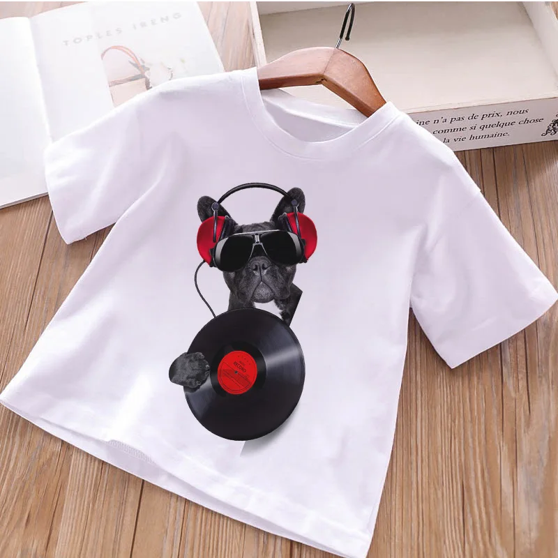 Harajuku Cartoon Cotton Girls Shirt New Fashion Vintage T Shirt Kid Cute Dog Animal Print Punk Rock Streetwear Boys Tshirts