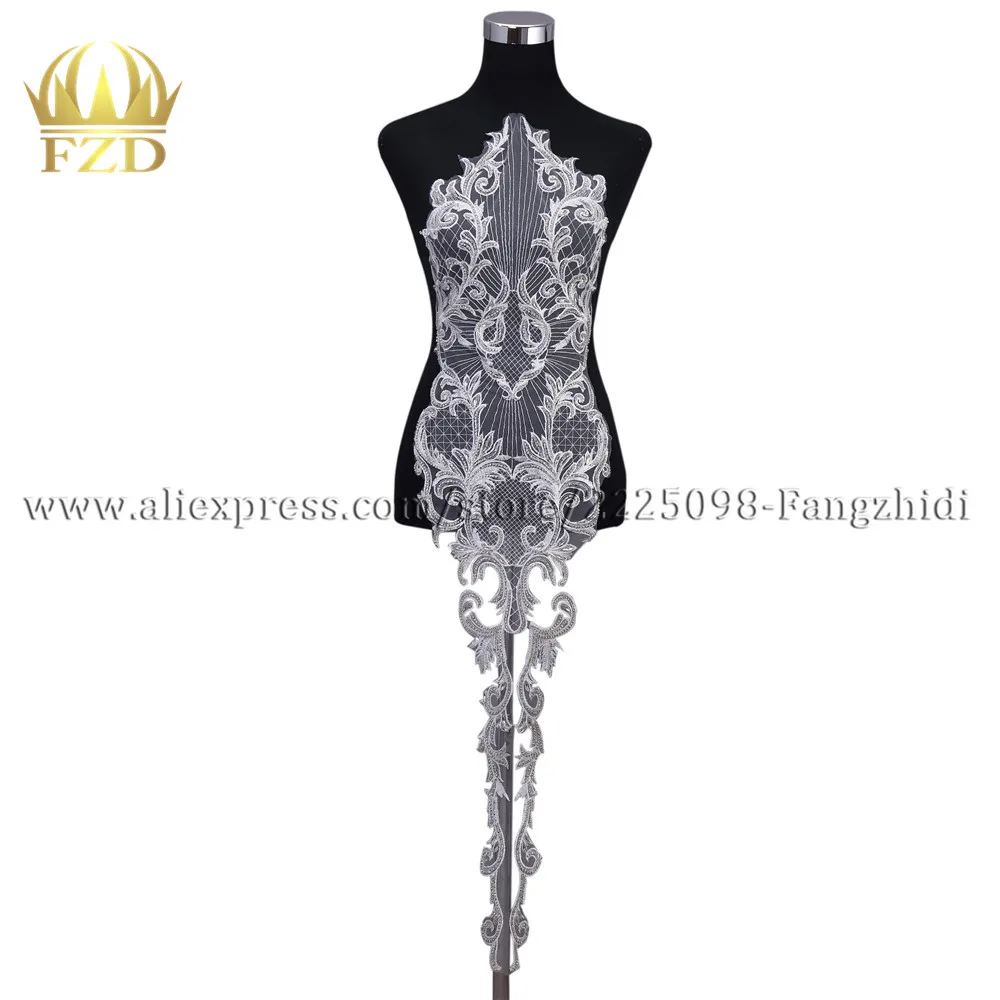

FZD 1 Piece Bridal Embroidery Applique Beaded Wedding Dress Handmade with Beads Applique for Woman Clothing DIY Decoration Trim