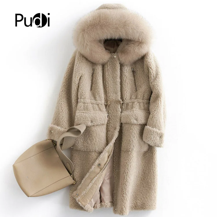 PUDI B181036 женская зимняя теплая куртка из натурального шерстяного меха, жилет из натурального Лисьего меха для отдыха, пальто для девочек, Женская куртка, пальто