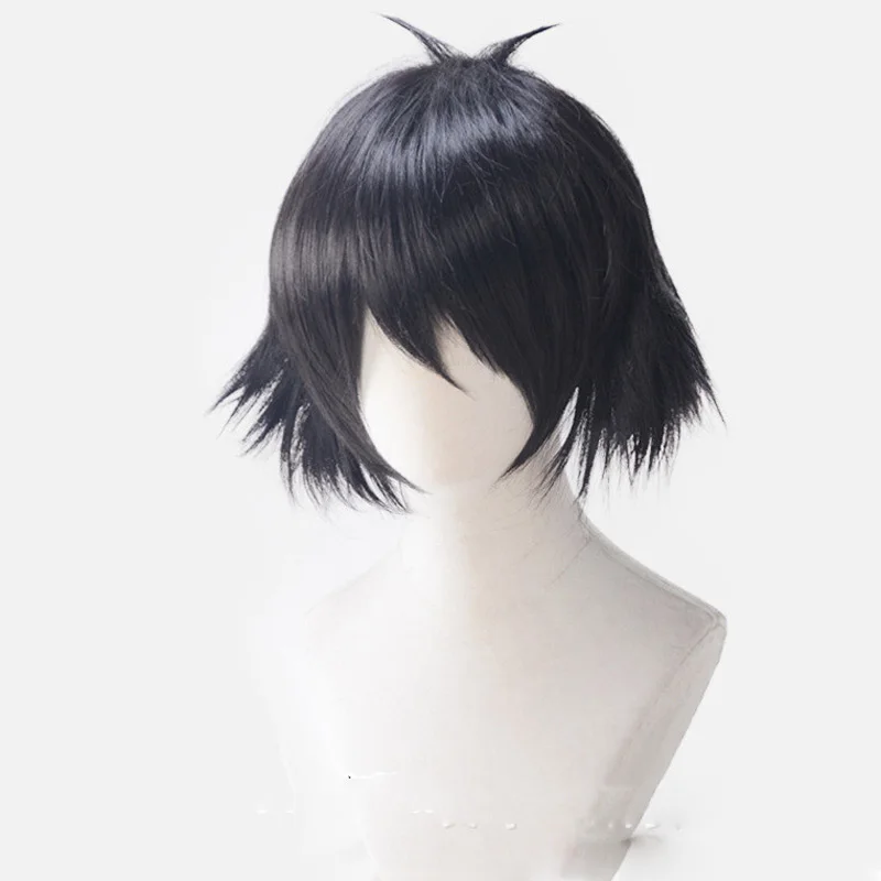 Парик для косплея рука уухибара из аниме Steins Gate черные короткие вьющиеся