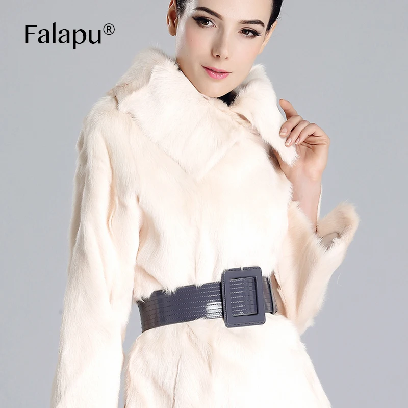 Falapu зимное женское пальто шуба из натурального меха женский козлик верхняя