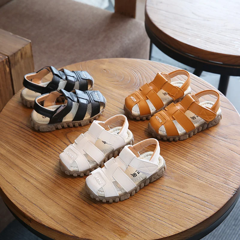 Детские кроссовки из ПУ кожи с закрытым носком мягкой | Детская одежда и обувь