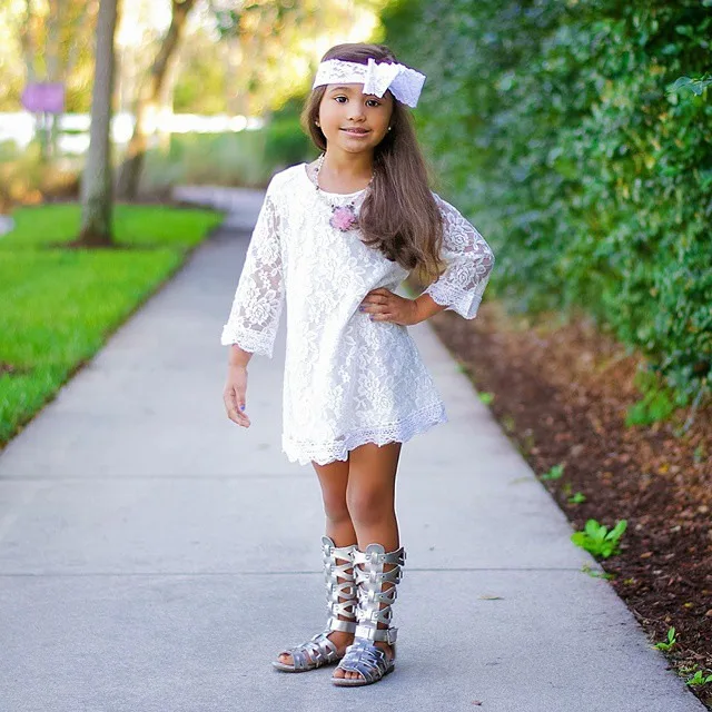 2019 New Hot Latest Fashion Summer Baby Girls Kids Cute Sweet Princess Long Sleeve Flower Party Tutu Lace Short Mini Dress | Детская