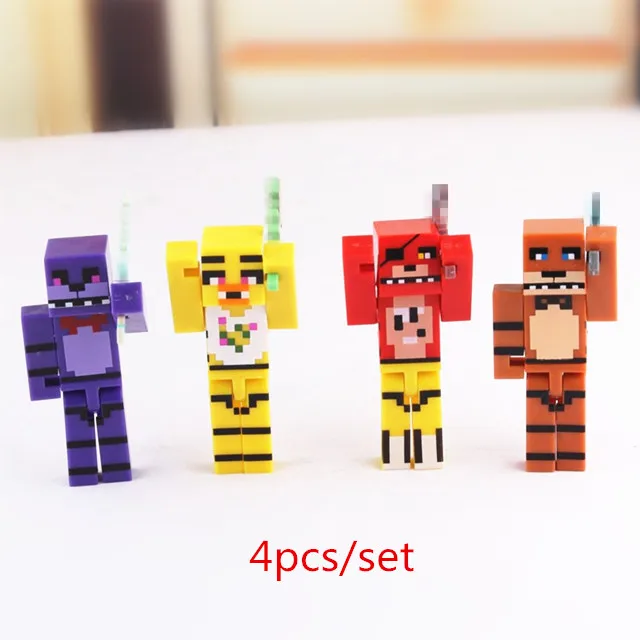 FNAF фигурки аниме Five Nights At Freddy's 4 Фокси Бонни Фредди Фигурки игрушки Дети Строительный блок - Цвет: 4pcs