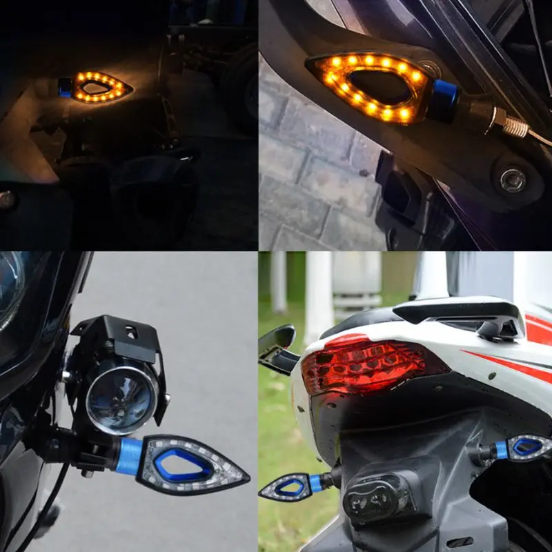 4Pcs 12 LED Motorbike Turn Lights Universal Signal Indicator Lamp Motorcycle Amber Light Color| |