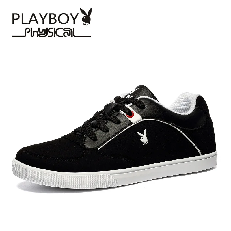PLAYBOY/новинка года; сезон весна-осень; дышащая мужская модная повседневная обувь; удобная Легкая белая обувь из микрофибры; DS65126 - Цвет: Черный