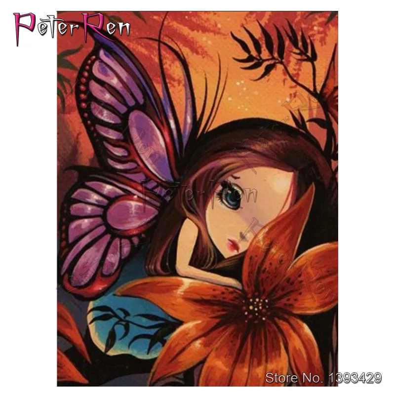 

Full circular Diamond Painting cartoon butterfly Square Resin Crystal Embroidery Diamond Picture Of Rhinestone Decor Home Gift