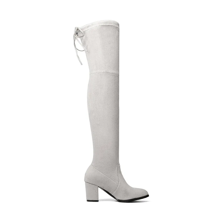 Женские ботфорты из флока на шнуровке с круглым носком размеры 34 43|boots ladies|knee bootsover