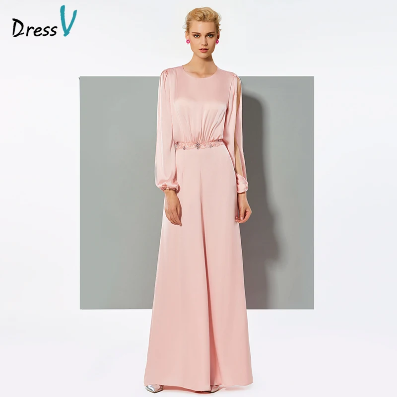 Dressv Розовый Длинный Элегантный комбинезон платье с длинным рукавом