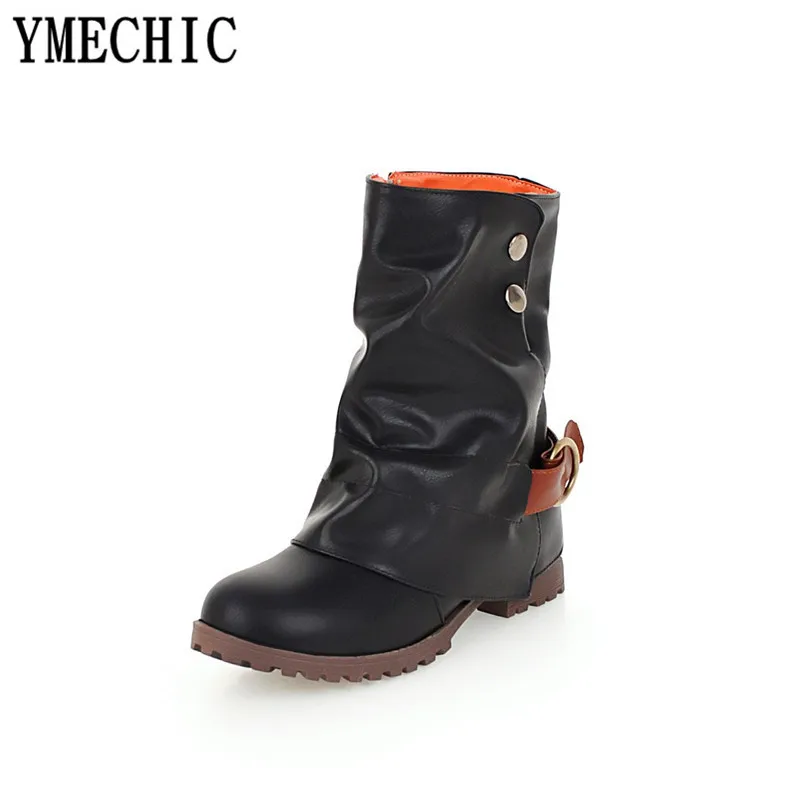 Женские ботильоны в стиле милитари YMECHIC коричневые полусапожки западном на