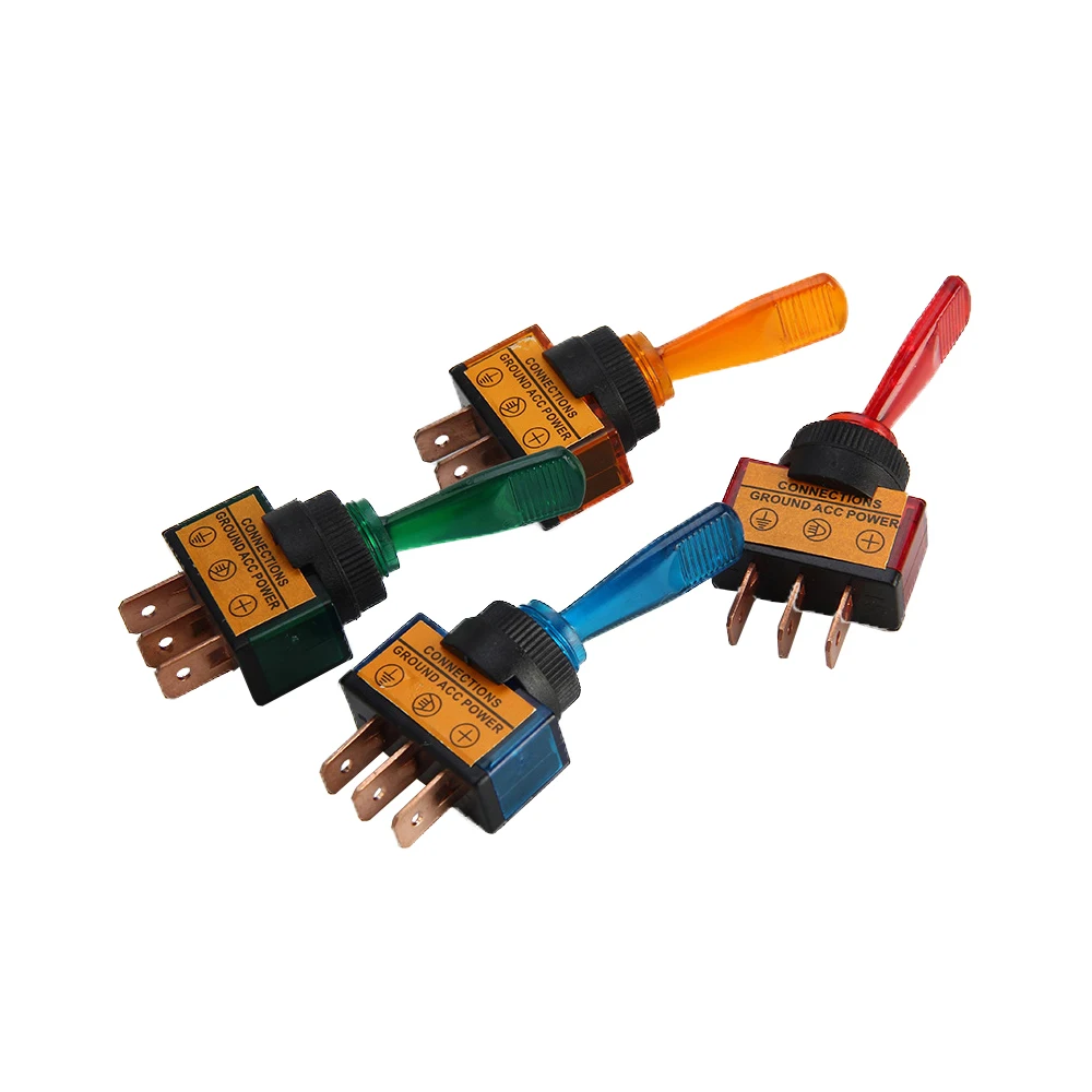 1 шт. DC12V 20A автомобильной тумблер 3 Pin ВКЛ ВЫКЛ с лампа синего зеленого красного