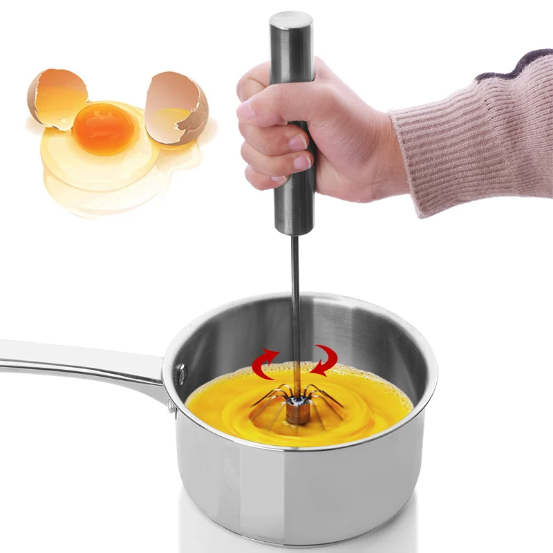 Большой прочный Нержавеющая сталь Половина Авто вращающийся венчик рук Кухня