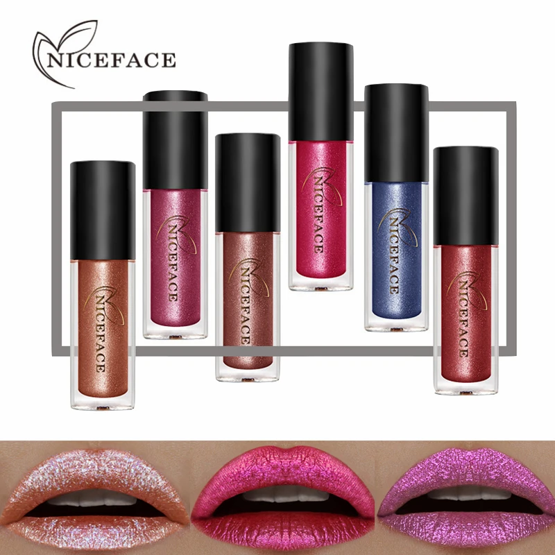 Niceface 6 шт./лот модные женские туфли металлик губная помада длительный пигментная