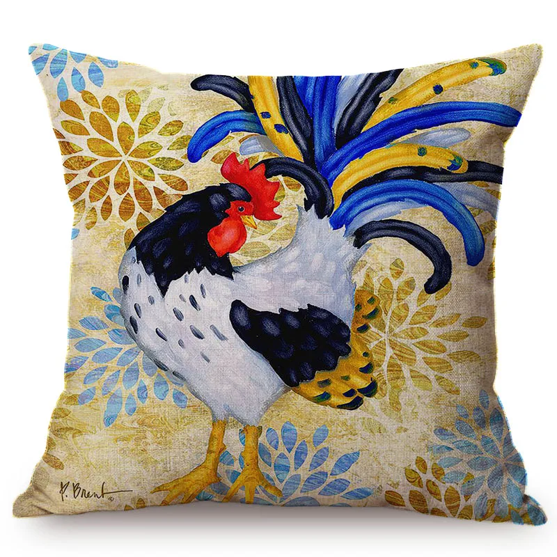 Красочные петух картина маслом Искусство курица пледы наволочка домашний